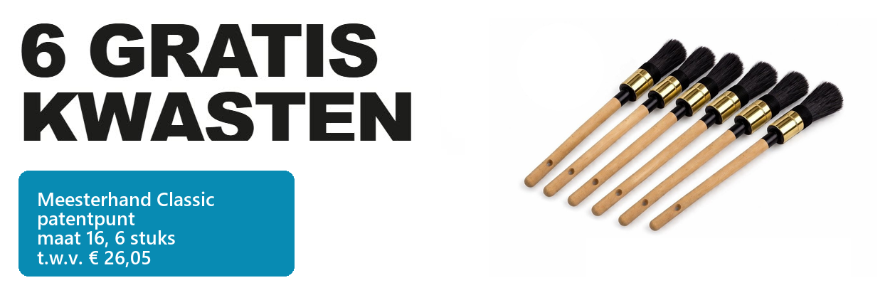 6 kwasten gratis t.w.v. € 27